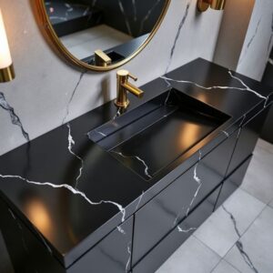 Vasque marbre Noir veine blanche