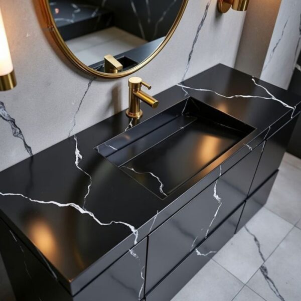 Vasque marbre Noir veine blanche